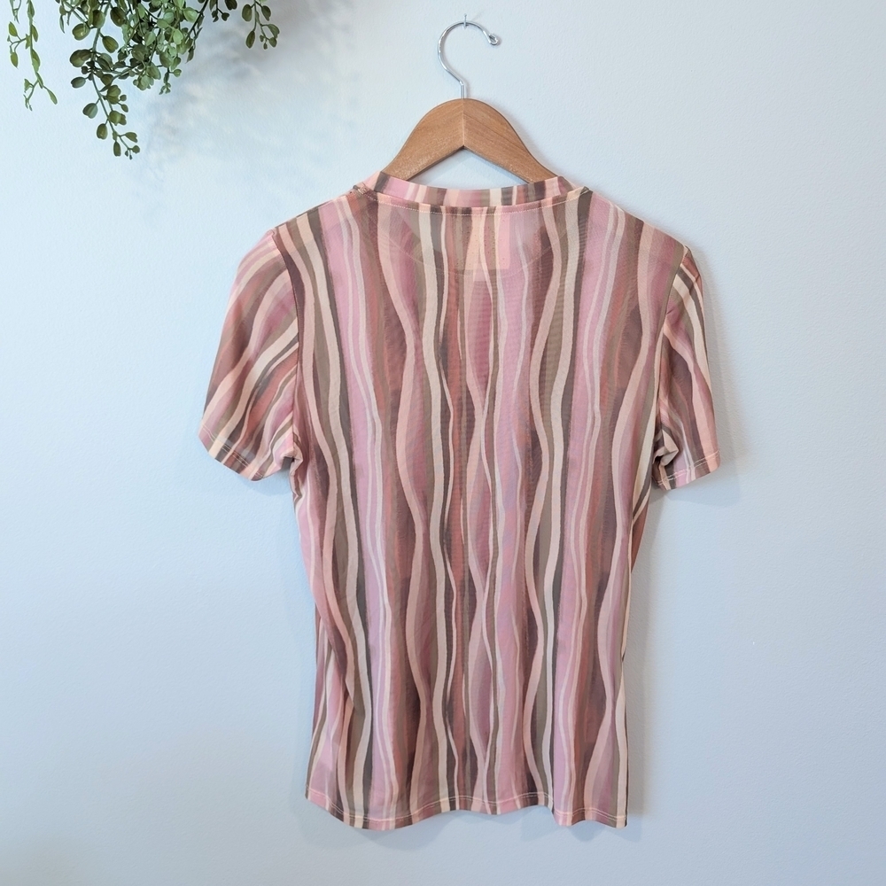 Johnny Was Striped Pink and Brown Women's Top Size Medium - Picture 4 of 7